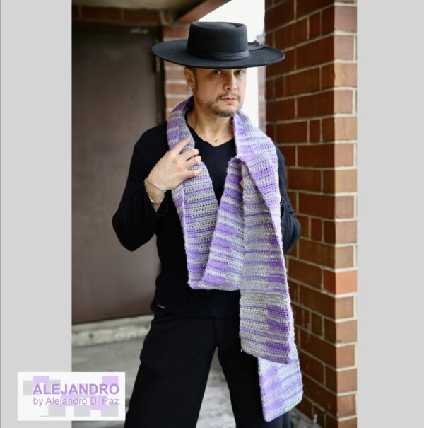 The grey and lavender scarf