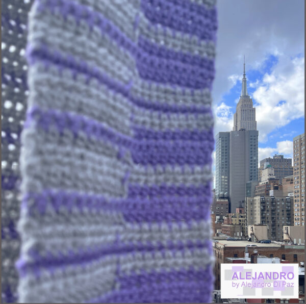 NYC with the grey and lavander scarf